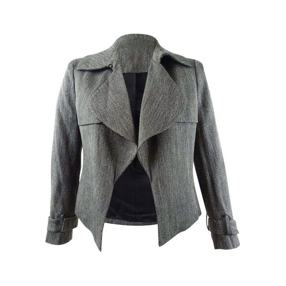 Anne Klein Women's Wide-Lapel Belted-Cuff Blazer - Anne Black/Anne White - Picture 1 of 2